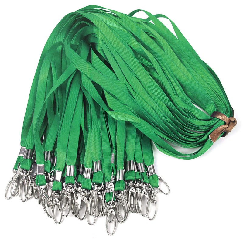 Bird Fiy Green Lanyards 100Pcs 17.5 inch Nylon Lanyard,Lanyards Swivel Hooks Clips Great for ID Name Tags Badges/Key Chains - Image 1